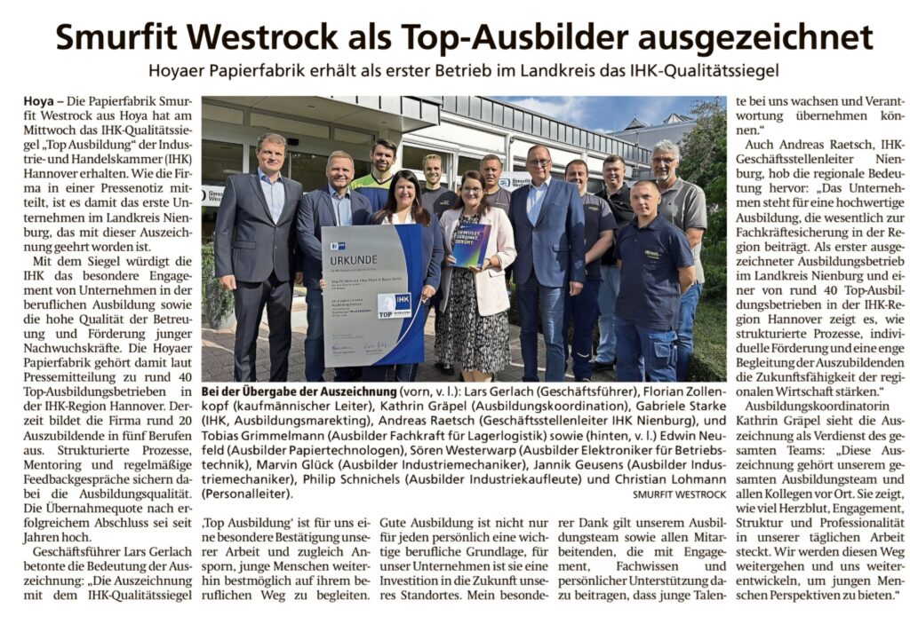 zeitungsartikel top ausbildung kreiszeitung 030726